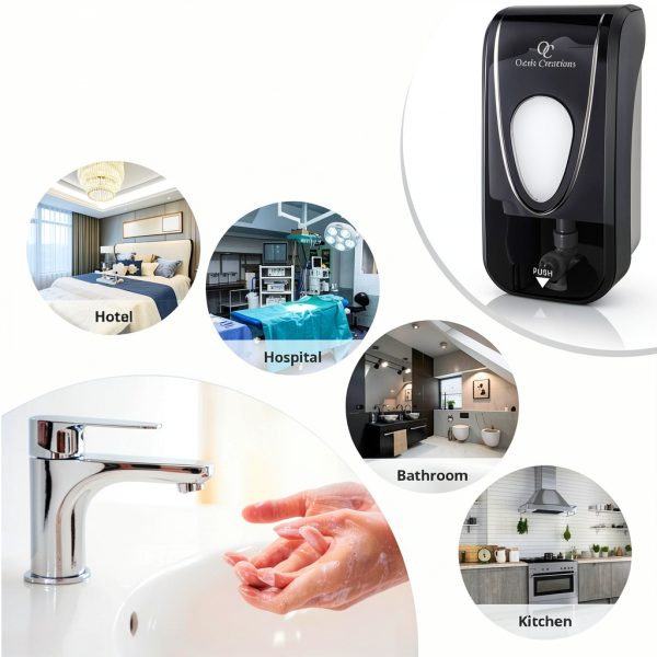 Oasis Creations Black Plastic Soap Dispenser Wall Mounted-7