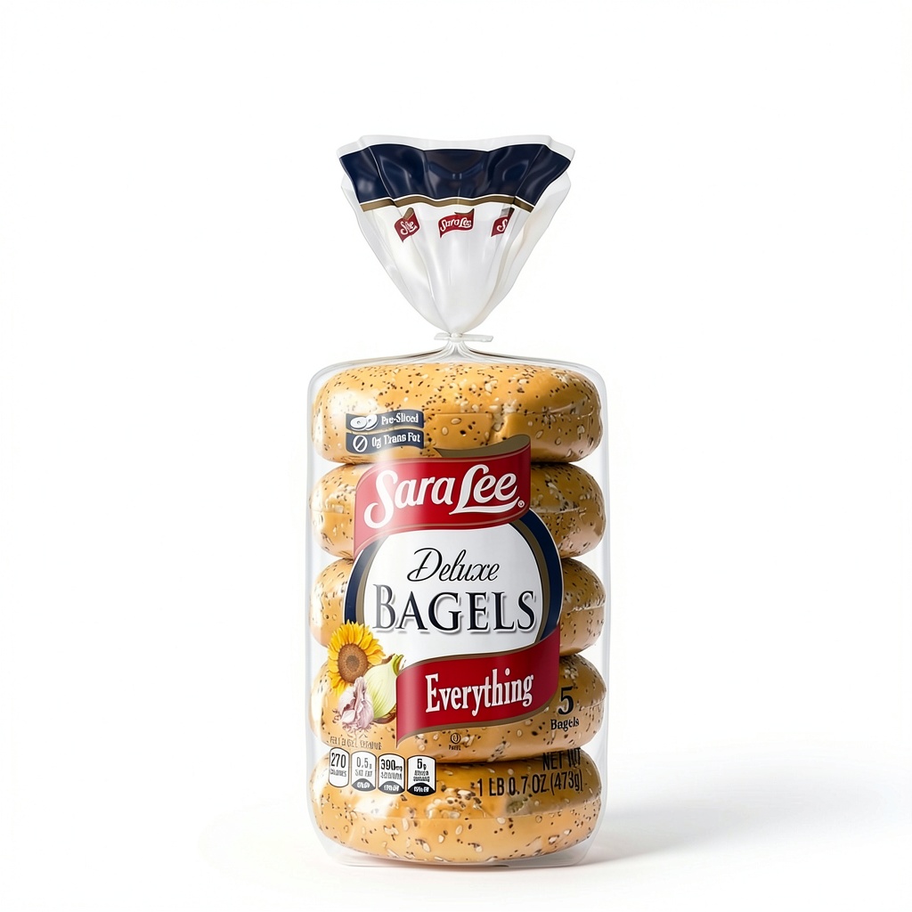 Sara Lee Deluxe Bagels on a wooden table